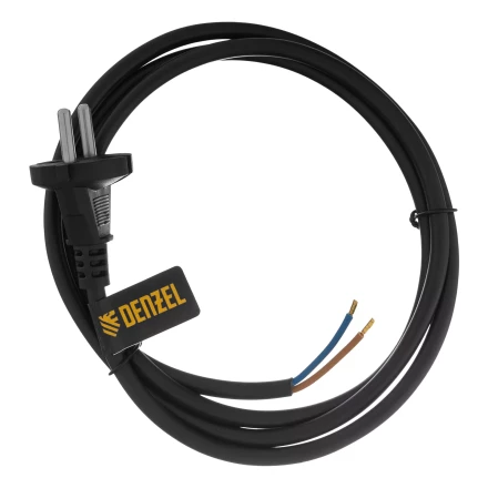 Шнур сетевой Denzel Energy Series, ПВС, 1,5 м, 2 x 1,5 мм, с неразборной вилкой, черный, 3 м, 37669 купить в Муравленко