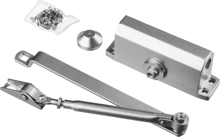 Доводчик дверной STAYER, для дверей массой до 80 кг, цвет серебро 37915-80 купить в Муравленко