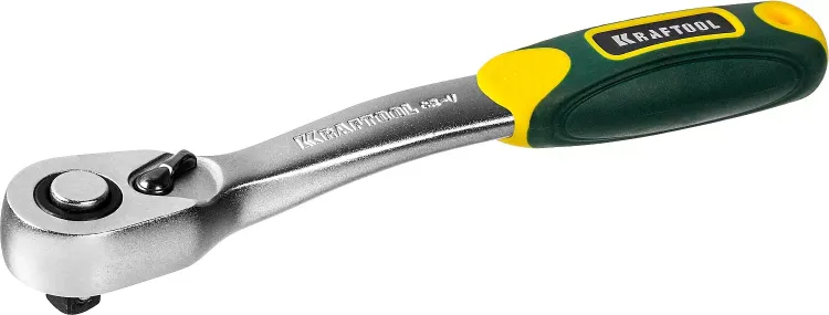 Трещотка для торцовых головок KRAFTOOL "PRO", Сr-V сталь, 72 зубца, изогнутая, 1/4" 27795-1/4_z02 купить в Муравленко