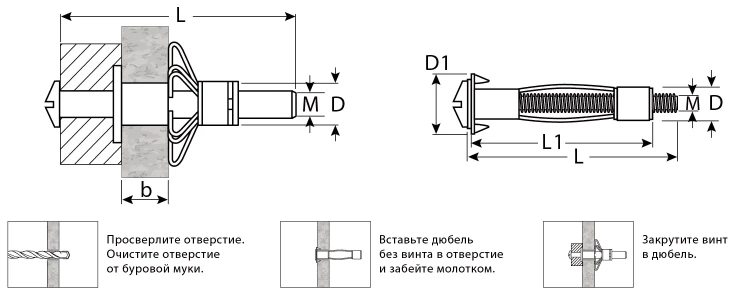 ЗУБР МОЛЛИ, М8 х 80 х 13 мм, 35 шт, анкер для пустотелых конструкций (302472-08-080) купить в Муравленко