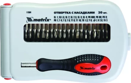 Отвертка для точных работ с насадками Fusion 22 пр. в пласт. пенале  Matrix 11584 купить в Муравленко