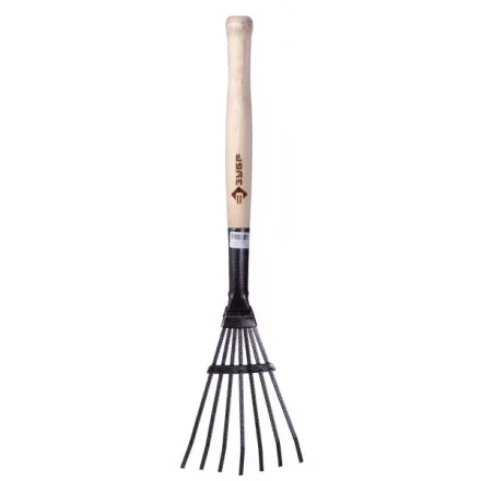 Грабельки ЗУБР садовые с деревянной ручкой, 7 плоских зубцов 4-39617 купить в Муравленко