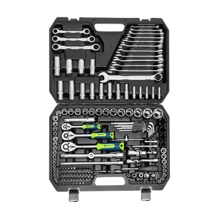 Набор инструментов Сибртех 14172, 1/2&quot;, 3/8&quot;, 1/4&quot;, пластиковый кейс 160 предм. купить в Муравленко