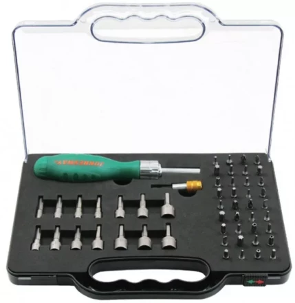 Отвертка трещоточная с набором бит и насадок 52 предмета DR0152S   Jonnesway 48820 купить в Муравленко
