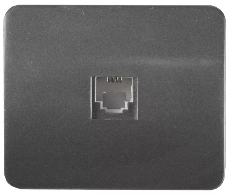 Розетка СВЕТОЗАР "ГАММА" телефонная, одинарная, без вставки и рамки, цвет темно-серый металлик SV-54117-DM купить в Муравленко