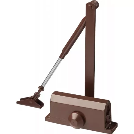 Доводчик дверной STAYER, для дверей массой до 80 кг, цвет коричневый 37917-80 купить в Муравленко