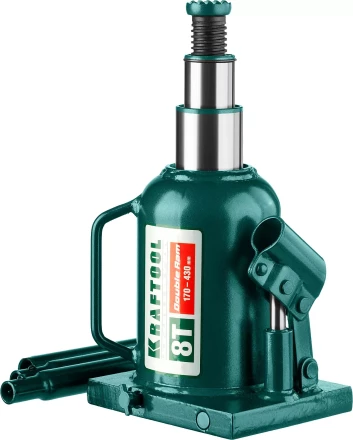 Домкрат гидравлический бутылочный &quot;Double Ram&quot;, сварной, телескопический, 8т, 170-430мм, KRAFTOOL 43463-8 43463-8 купить в Муравленко