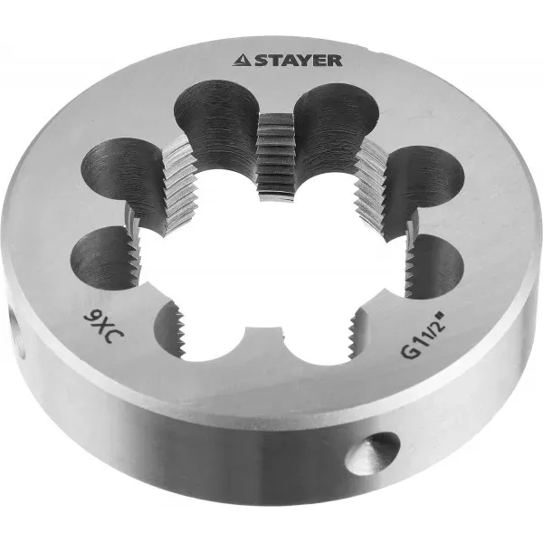 Плашка круглая ручная STAYER "MASTER", сталь 9ХС, для трубной резьбы G 1 1/2`` 28029-3/2 купить в Муравленко