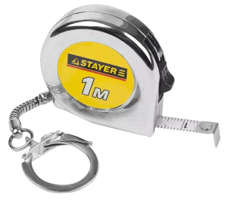 Рулетка-брелок STAYER "STANDARD" "MINI", цвет хромовый, 1мх6мм 34140-1_z01 купить в Муравленко