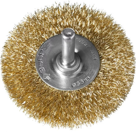 ЗУБР &quot;ПРОФЕССИОНАЛ&quot;. Щетка дисковая для дрели, витая латунированная стальная проволока 0,3мм, 63мм 3520-063_z02 купить в Муравленко