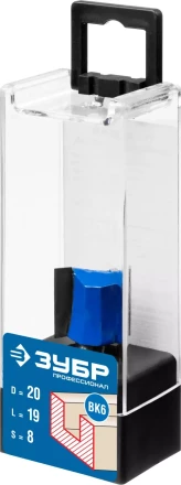 ЗУБР 20 x 19 мм, хвостовик 8 мм, фреза пазовая прямая, Профессионал (28753-20-19) купить в Муравленко