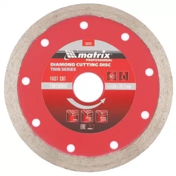 Диск алмазный отрезной сплошной ф125х22,2мм тонкий мокрое резание MATRIX Professional 730787 купить в Муравленко