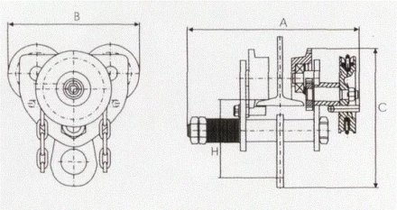 Тележка для тали с цепным приводом GCL610 LB г-п 5 тонн H=9 метра купить в Муравленко