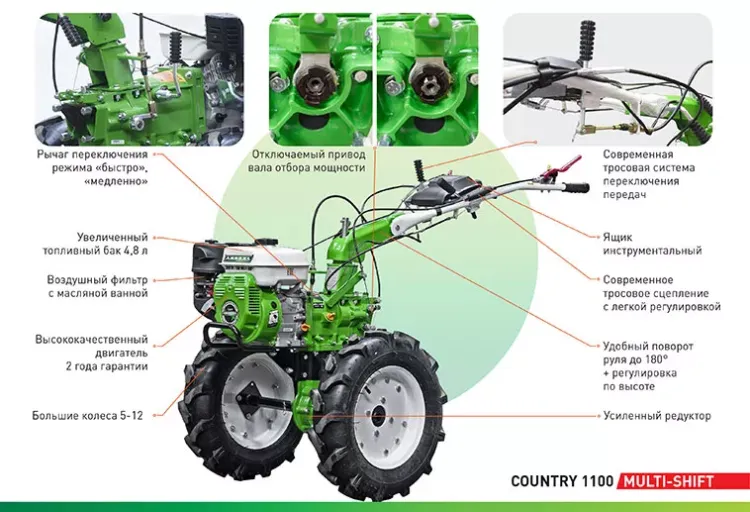 Мотоблок бензиновый AURORA COUNTRY 1100 MULTI-SHIFT купить в Муравленко
