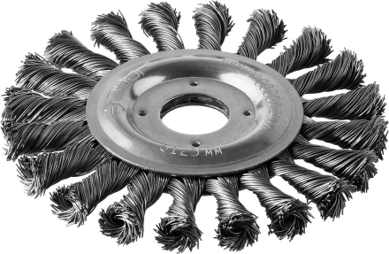 ЗУБР &quot;ПРОФЕССИОНАЛ&quot;. Щетка дисковая для УШМ, плетеные пучки стальной проволоки 0,5мм, 125х22мм 35190-125_z02 купить в Муравленко