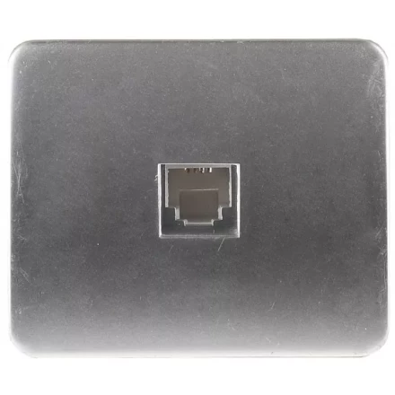 Розетка СВЕТОЗАР &quot;ГАММА&quot; телефонная, одинарная, без вставки и рамки, цвет светло-серый металлик SV-54117-SM купить в Муравленко