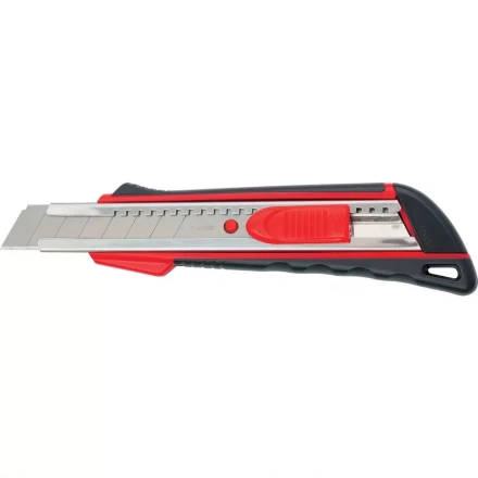 Нож 18мм, выдвижное лезвие, металлическая направляющая, эргономичная двухкомпонентная рукоятка MATRIX 78933 купить в Муравленко