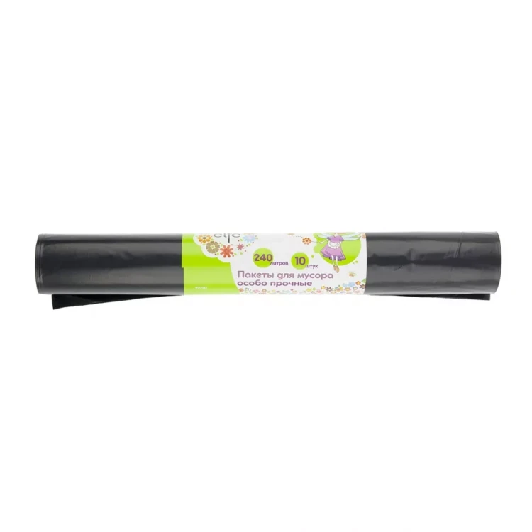 Пакеты для мусора 240 л 10 шт пвд особопрочные черные длинный ролик Elfe 92730 купить в Муравленко