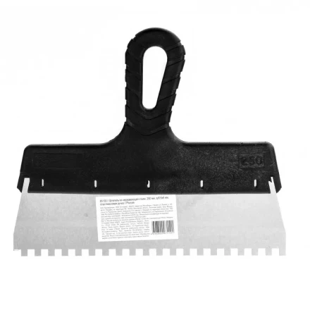 Шпатель из нержавеющей стали 250 мм зуб 6 х 6 мм пластмассовая ручка 85139 купить в Муравленко