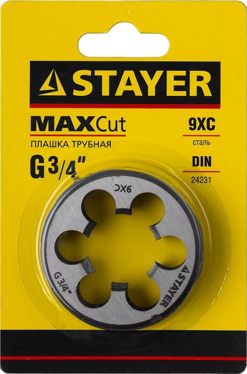 Плашка круглая ручная STAYER "MASTER", сталь 9ХС, для трубной резьбы G 3/4`` 28029-3/4 купить в Муравленко