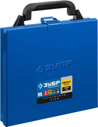 ЗУБР Кобальт, 99 шт, (1-10 мм), сталь Р6М5К5, класс А, мет.бокс, набор сверл по металлу, Профессионал (29626-H99) купить в Муравленко