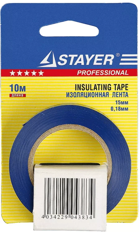 Изолента, STAYER Profi 12292-B-15-10, ПВХ, на карточке, 15мм х 10м х 0,18мм, синяя 12292-B-15-10 купить в Муравленко