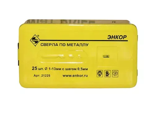 Набор сверл д/мет. 25шт 1-13/шаг0,5мм 9524 1/20 ЭНКОР 21225 купить в Муравленко