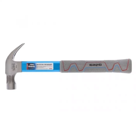 Молоток-гвоздодер 370г боек с магнитом фибергласовая обрезиненная рукоятка алюминиевая защита БАРС 10448 купить в Муравленко