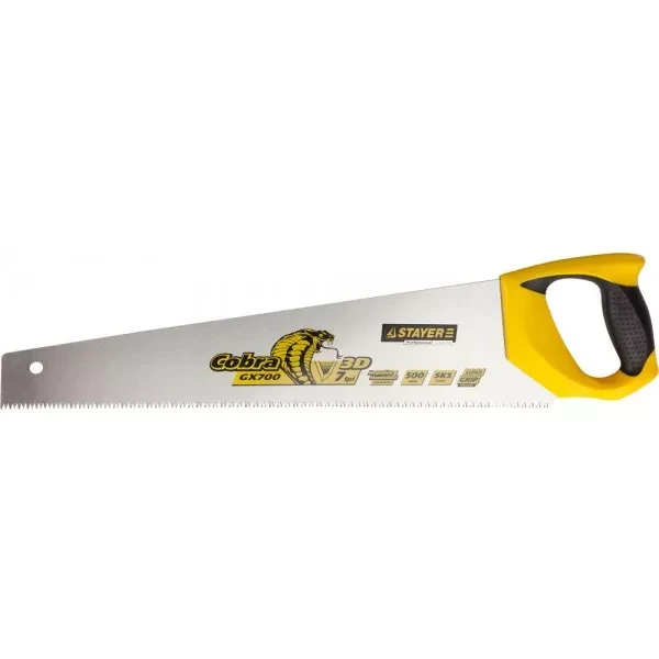 Ножовка STAYER "PROFI" "COBRA" GX700, трехгранный японский зуб, импульсная закалка, 2-х комп ручка, 7 TPI, 500мм 1513-50_z02 купить в Муравленко