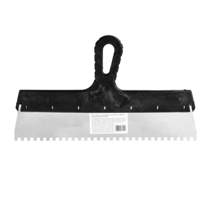 Шпатель  из нержавеющей стали 350 мм зуб 6 х 6 мм пластмассовая ручка 85141 купить в Муравленко