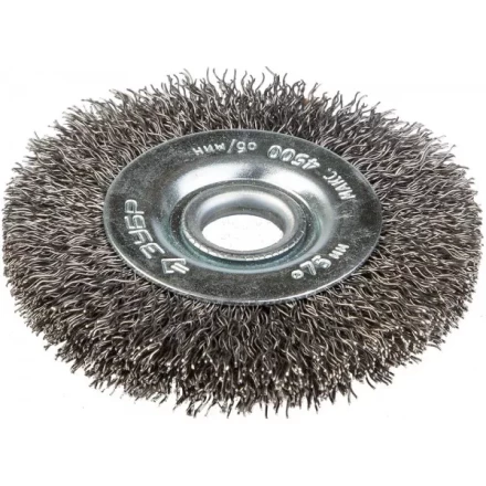 ЗУБР &quot;ЭКСПЕРТ&quot;. Щетка дисковая для точильно-шлифовального станка, витая стальная проволока 0,3мм, 75х12,7мм 35185-075_z01 купить в Муравленко