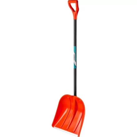 Лопата снеговая пластиковая с алюминиевой планкой, с алюминиевым черенком и V-ручкой, 410мм, оранжевая, СИБИН 421845 421845 купить в Муравленко