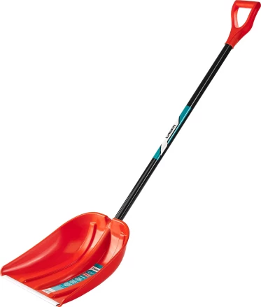 Лопата снеговая пластиковая с алюминиевой планкой, с алюминиевым черенком и V-ручкой, 410мм, оранжевая, СИБИН 421845 421845 купить в Муравленко