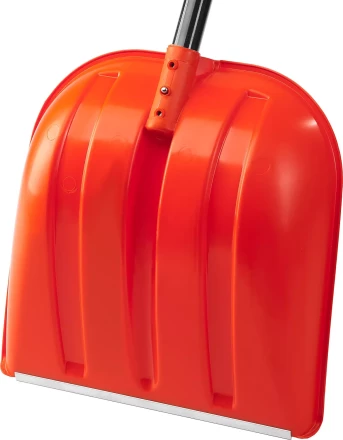 Лопата снеговая пластиковая с алюминиевой планкой, с алюминиевым черенком и V-ручкой, 410мм, оранжевая, СИБИН 421845 421845 купить в Муравленко