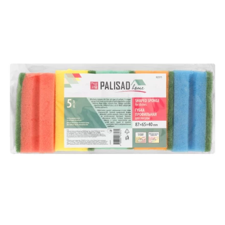 Губки для посуды профильные Comfort, 87 x 65 x 40 мм, 5 шт., Home Palisad 923575 купить в Муравленко