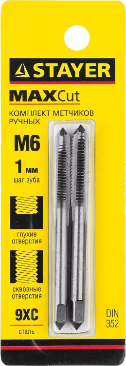Комплект метчиков STAYER "MASTER", сталь 9ХС, М6х1,0, 2 шт 28025-06-1.0-H2 купить в Муравленко