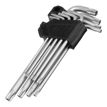 Набор ключей имбусовых Torx-Tempered, TT10-50, CrV, 9 шт., удлиненные Сибртех 123717 купить в Муравленко