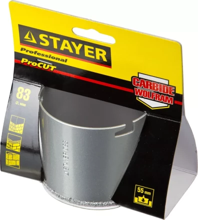 Коронка STAYER &quot;PROFESSIONAL&quot; кольцевая с карбидно-вольфрамовой крошкой, d=83мм 33345-83 купить в Муравленко