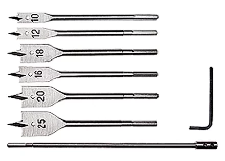 Набор сверл перовых по дереву 10-12-16-18-20-25 мм 6 шт удлинитель 300 мм MATRIX 70406 купить в Муравленко