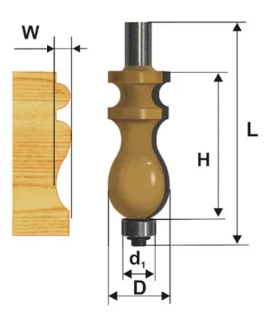 Фреза кромочная фигурная Ф222Х413 мм хвостовик 12 мм 46408 купить в Муравленко