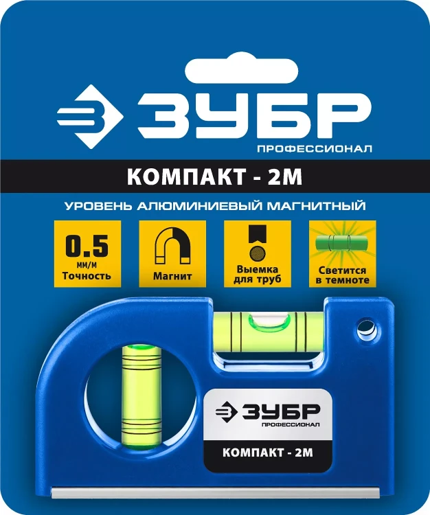 ЗУБР КОМПАКТ - 2М, 85 мм, магнитный компактный уровень, Профессионал (34551) купить в Муравленко
