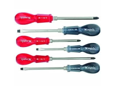 Набор ударных отверток 6штук PH1x75 PH2x100 PH3x150 SL5x75 SL6x100 SL8x150 CrV MATRIX 19113 купить в Муравленко