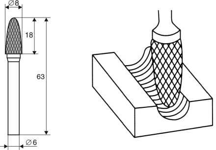 Борфреза Аркоподобная закругленная F 6х8 Энкор 21708 купить в Муравленко
