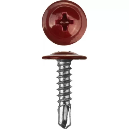 Саморезы ЗУБР с прессшайбой и сверлом по листовому металлу до 2мм, окрашенные в RAL-3005, PH2, 4,2х16мм, 500шт 300211-42-016-3005 купить в Муравленко