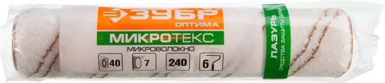 Малярный ролик ЗУБР ОПТИМА-МИКРОТЕКС 40 х 180 мм бюгель 6 мм ворс 7 мм 02545-18 купить в Муравленко