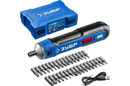 ЗУБР ZUBR GO 4 Vmax, аккумуляторная отвертка, кейс, 33 биты, Профессионал (PSD-4S) купить в Муравленко