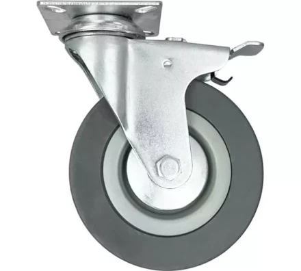 Аппаратное поворотное колесо с тормозом HITCH 75*20 резина серая SCgb93 (SZ084837) купить в Муравленко