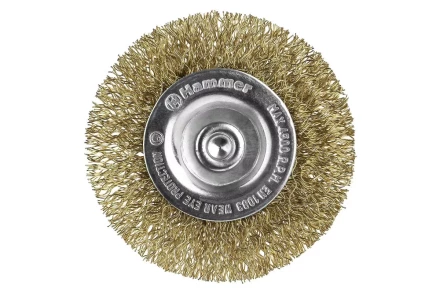 Кордщетка HAMMER плоская 63мм для дрели гофрированная латунированная сталь (207-206) купить в Муравленко
