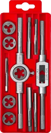 Набор ЗУБР &quot;МАСТЕР&quot; с металлореж. Инстр., метчики однопроходные и плашки М6-М12, оснастка - в пластиковом боксе, 12пред. 28121-H12 купить в Муравленко