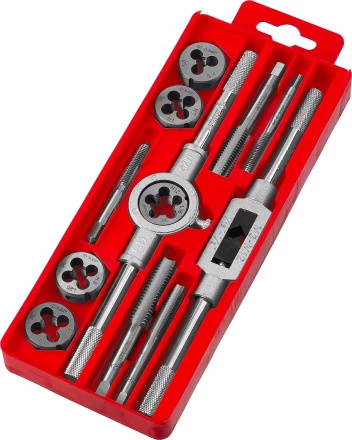 Набор ЗУБР &quot;МАСТЕР&quot; с металлореж. Инстр., метчики однопроходные и плашки М6-М12, оснастка - в пластиковом боксе, 12пред. 28121-H12 купить в Муравленко